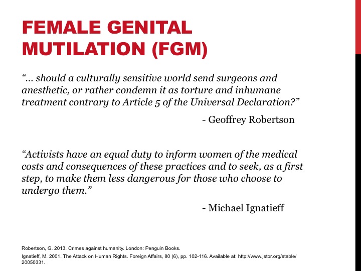 Cultural Relativism as Applied to Female Genital